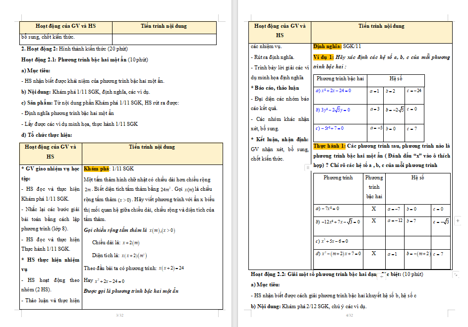 Phương trình bậc hai một ẩn Toán 9