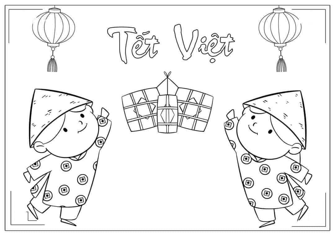 Tranh tô màu chủ đề Tết