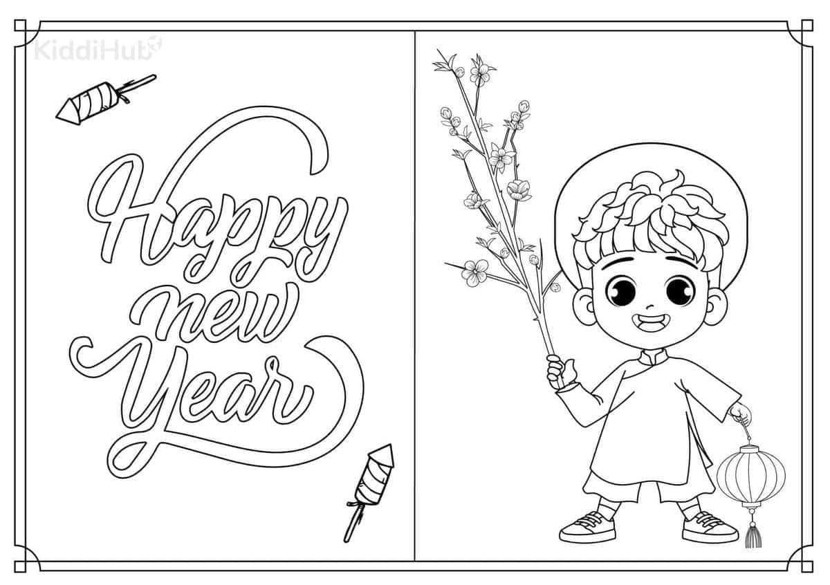 Tranh tô màu chủ đề Tết