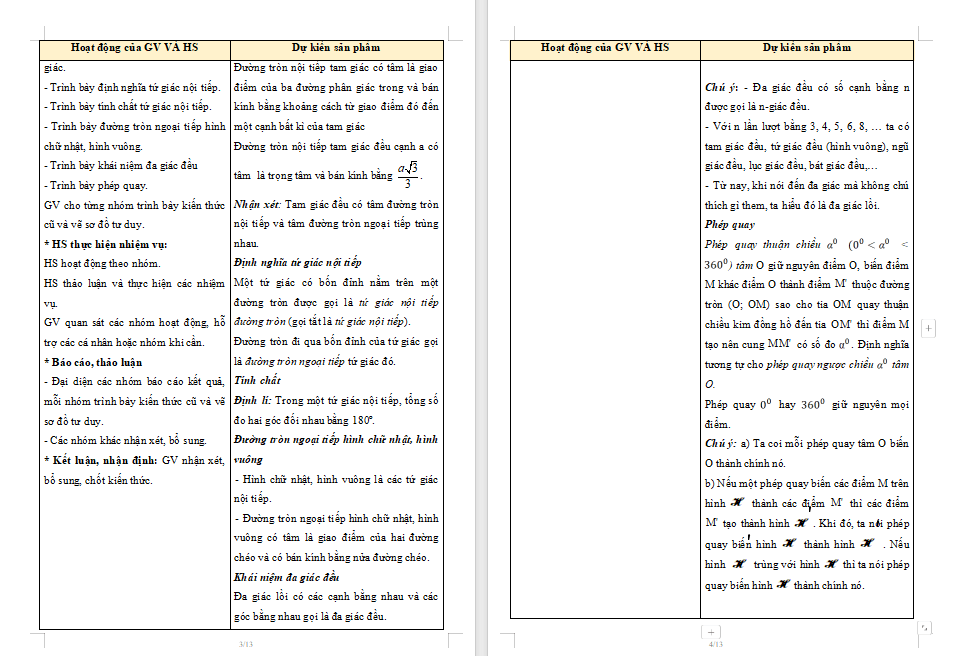 Giáo án Toán 9 Bài tập cuối chương 9 