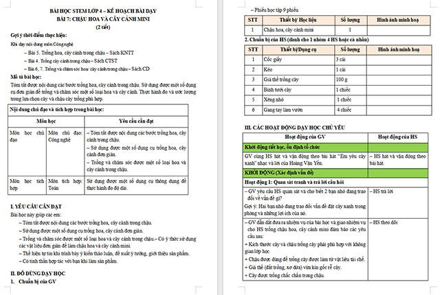Giáo ánSTEM Chậu cây thân thiện với môi trường