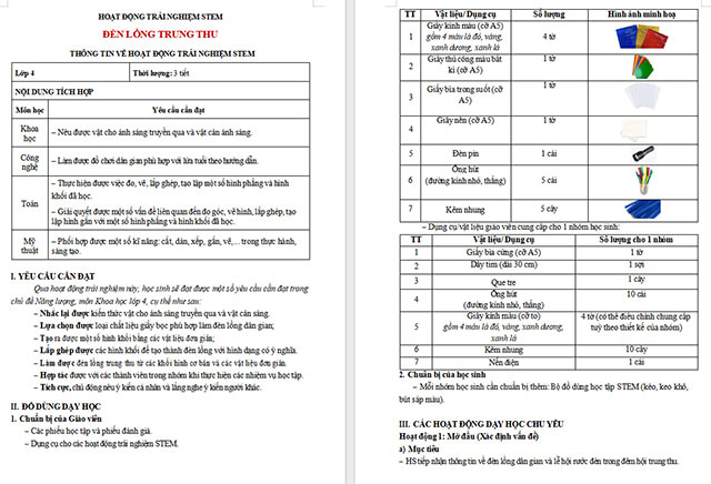 Giáo án STEM Đèn lồng trung thu