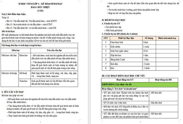 Giáo án STEM Làm bình giữ nhiệt