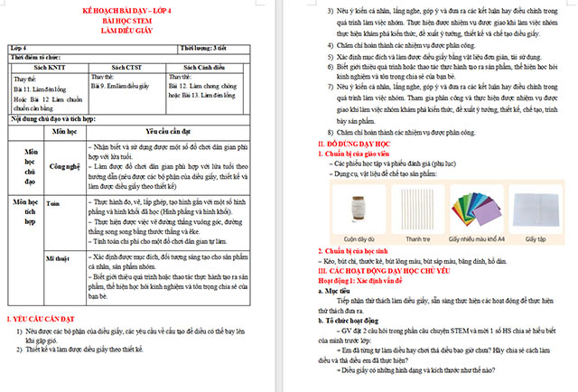 Giáo án STEM Làm diều giấy