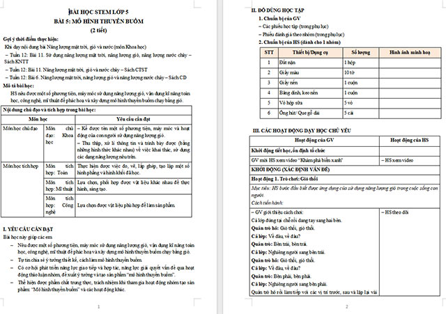 Giáo án STEM Mô hình thuyền buồm