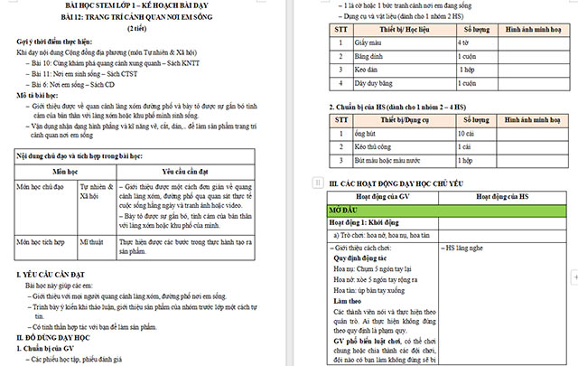 Giáo án STEM Trang trí cảnh quan nơi em sống