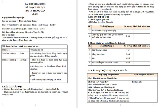 Giáo án STEM Thước gấp