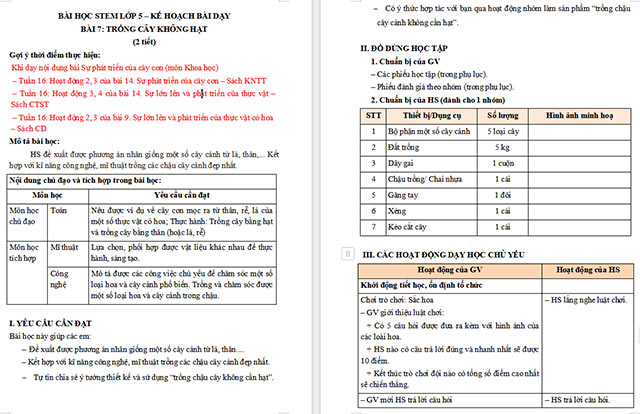 Giáo án STEM Trồng cây không hạt