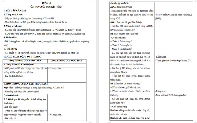Giáo án Tiếng Việt 5 Ôn tập cuối học kì I (Tiết 3)