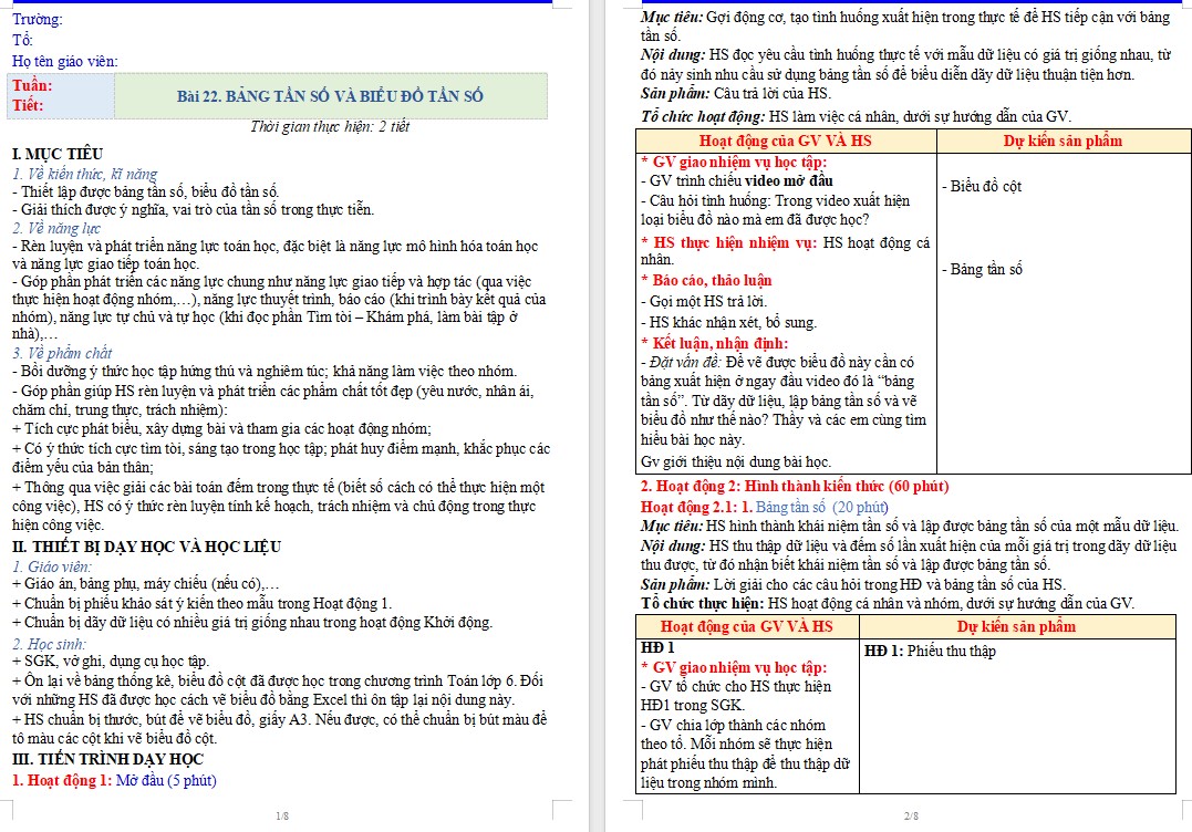 Giáo án Toán 9 KNTT Bài 22