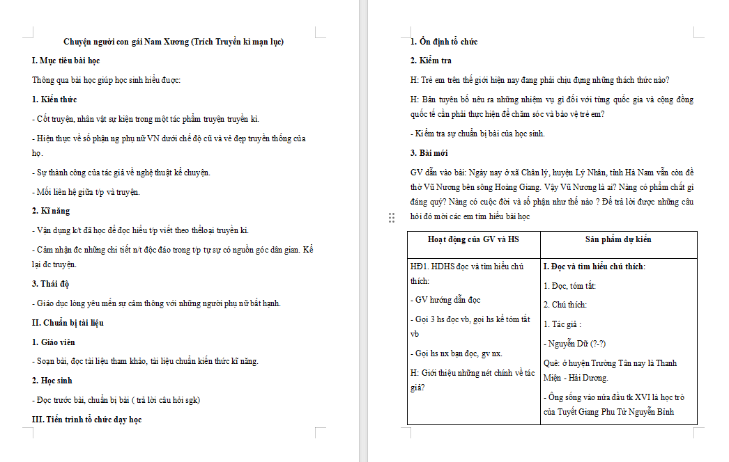 Giáo án Ngữ văn 9 Bài 6: Chuyện người con gái Nam Xương