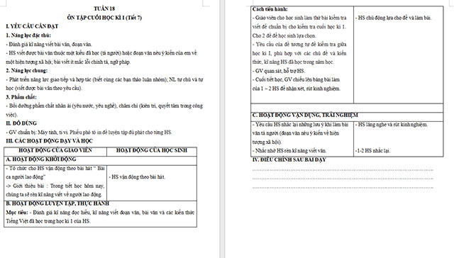 Giáo án Tiếng Việt 5 Ôn tập cuối học kì I (Tiết 7)