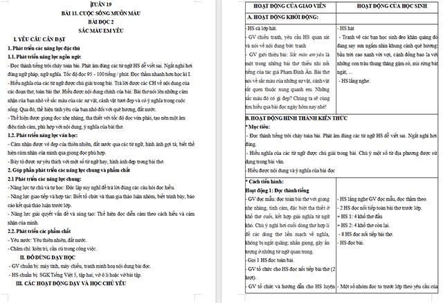 Giáo án Tiếng Việt 5 Sắc màu em yêu