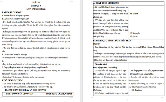 Giáo án Tiếng Việt 5 Mưa Sài Gòn