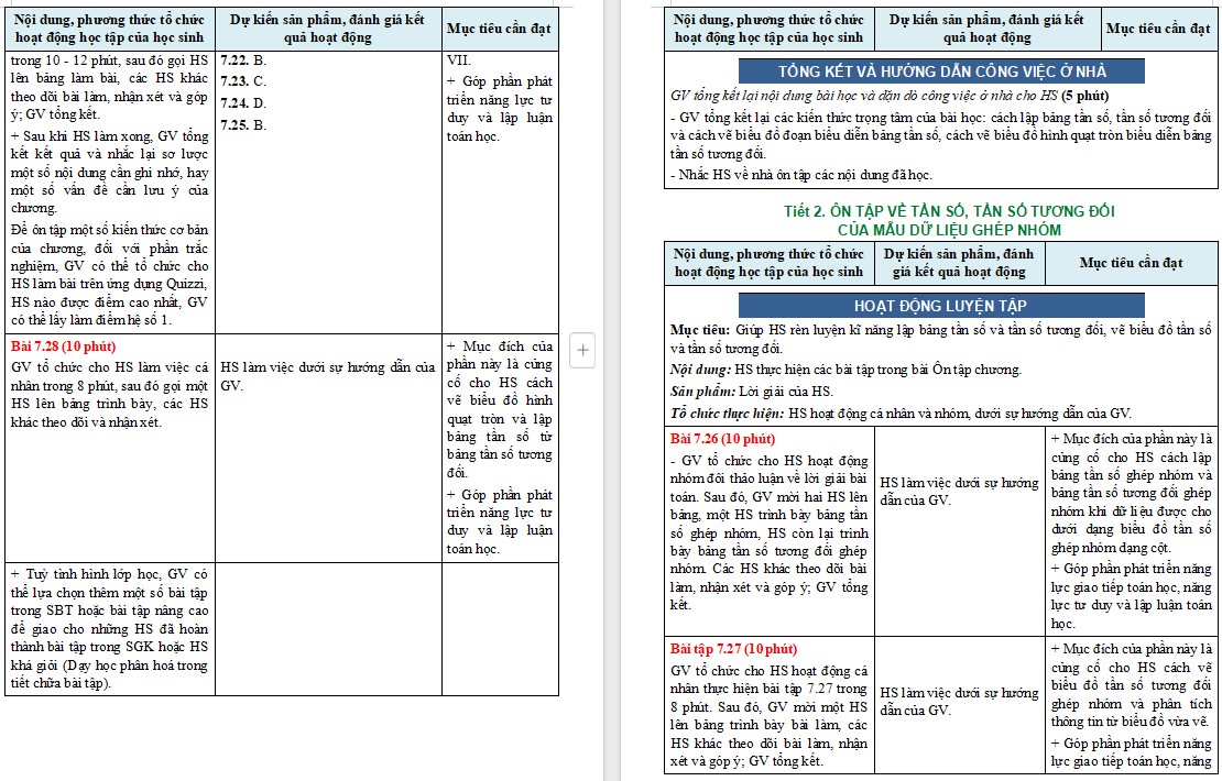 Giáo án Toán 9 KNTT Bài Luyện tập chung Chương 7