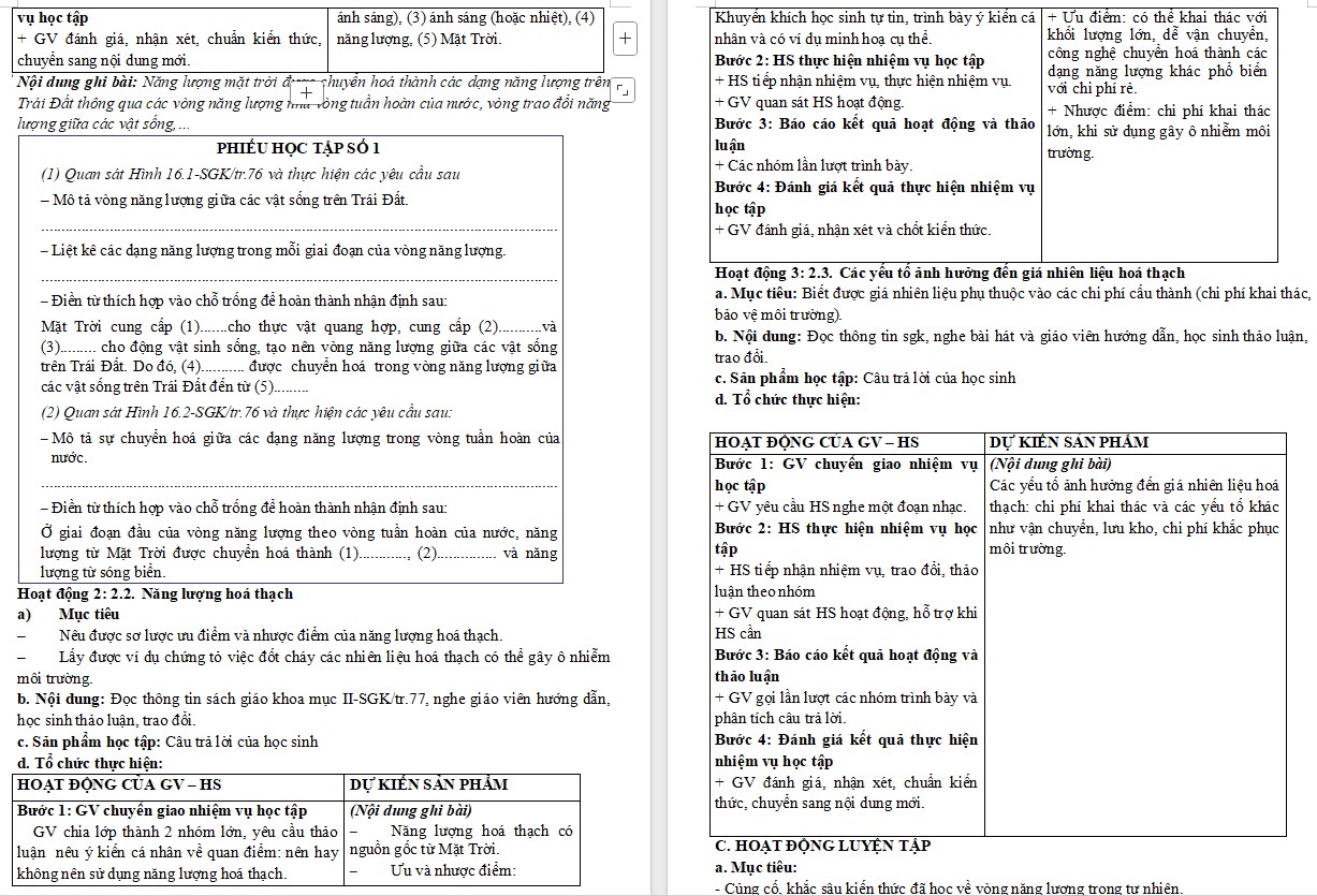 Giáo án KHTN 9 KNTT Bài 16