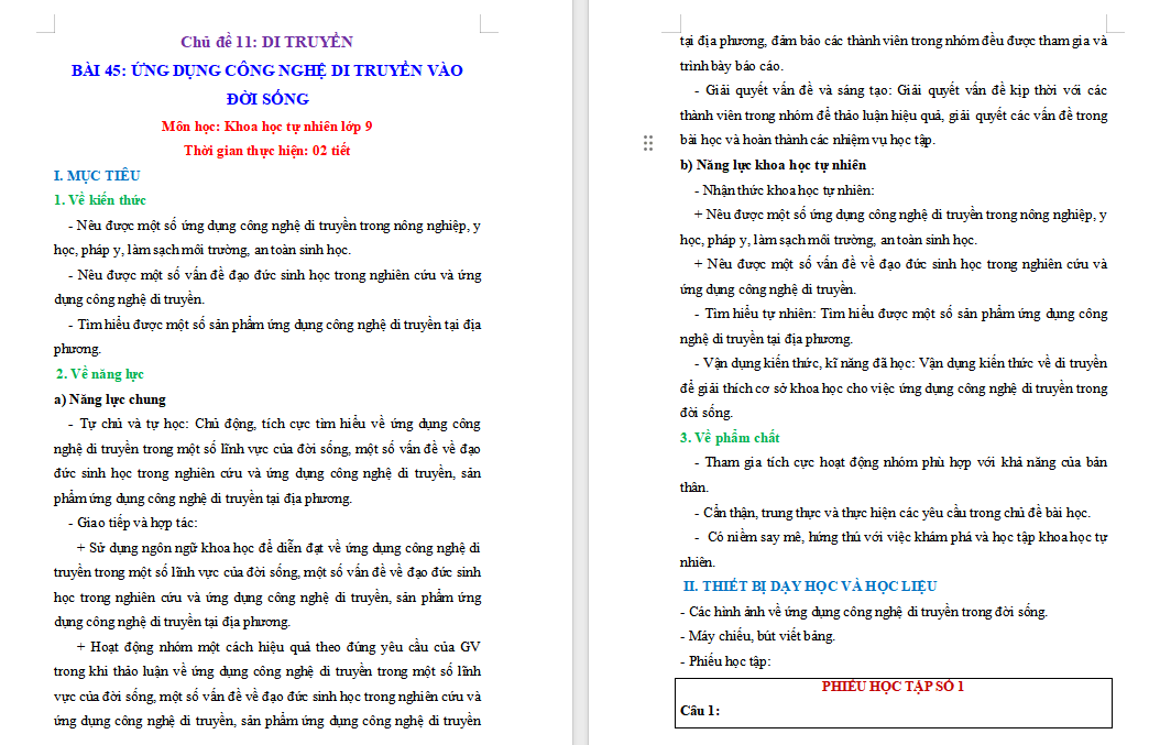 PowerPoint Sinh học 9 Bài 45