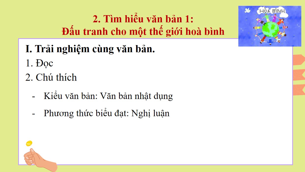 Giáo án PPT Văn 9 CTST Bài Đấu tranh cho một thế giới hoà bình