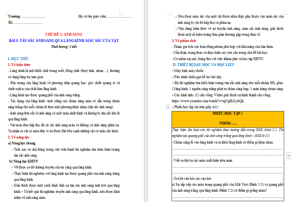 Giáo án Vật lí 9 Bài 5 Chân trời sáng tạo