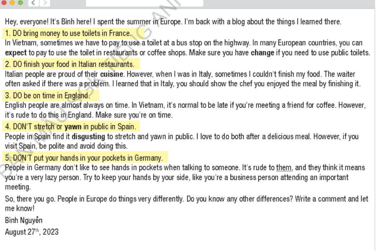 Tiếng Anh 12 Unit 6 lesson 3