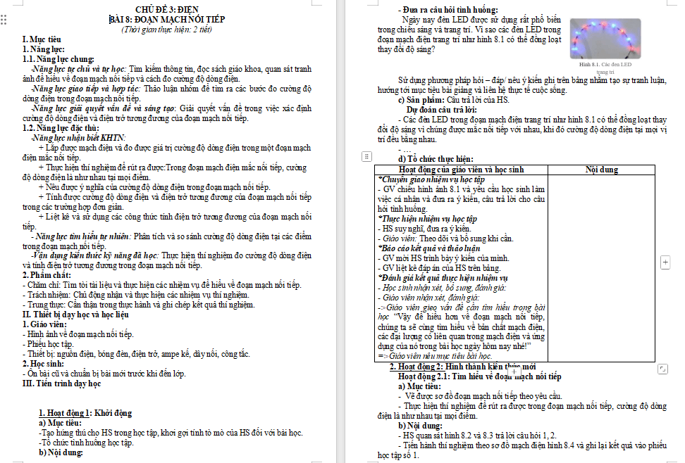 Giáo án Vật lí 9 Bài 8: Đoạn mạch nối tiếp