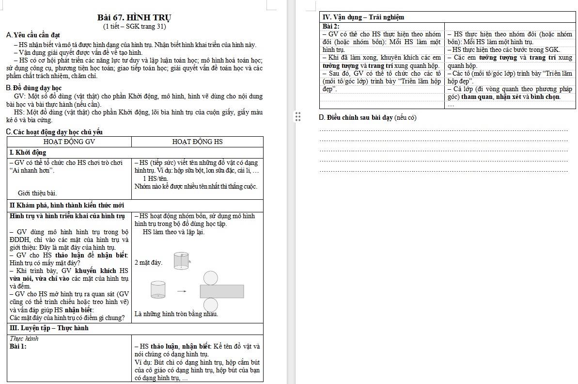 Giáo án Toán 5 CTST Bài 67