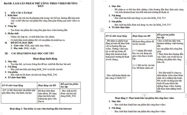 Giáo án Tin học 5 Làm sản phẩm thủ công theo video hướng dẫn