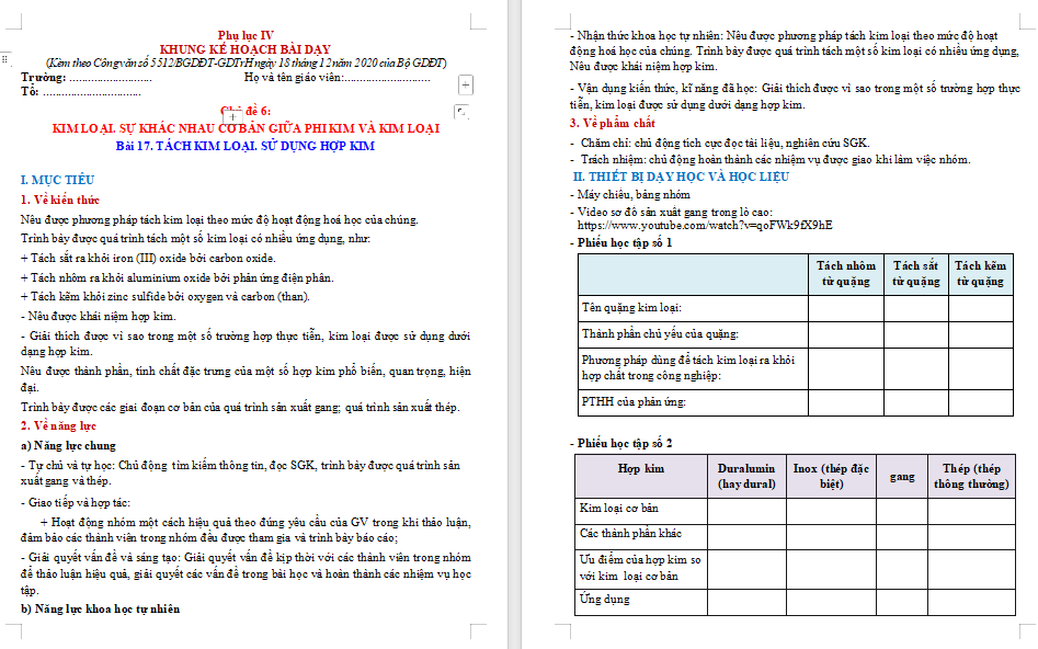 Giáo án Hóa học 9 Bài 17 Cánh diều