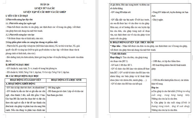 Giáo án Tiếng Việt 5 Luyện tập về câu đơn và câu ghép