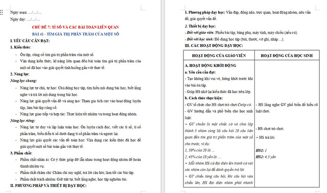 Giáo án dạy thêm Toán 5 Tìm giá trị phần trăm của một số