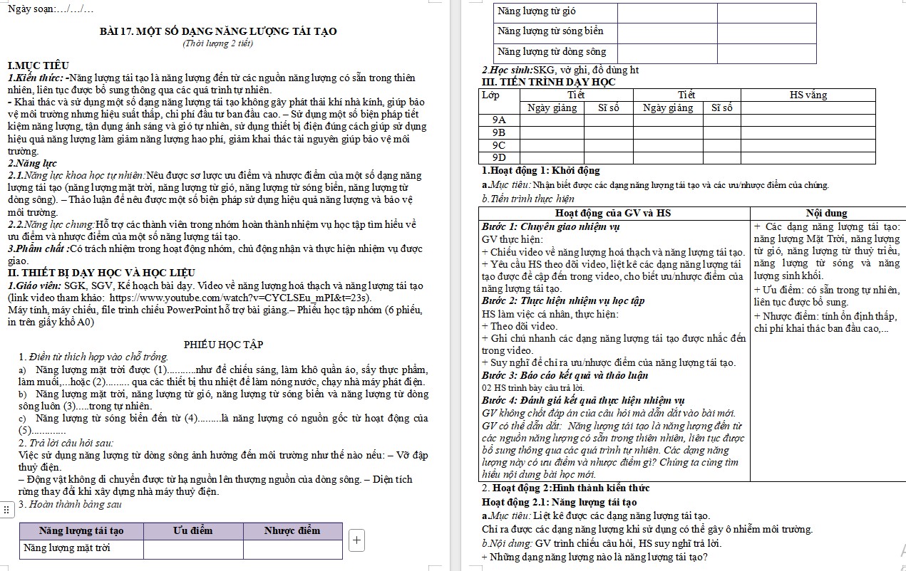 Giáo án KHTN 9 KNTT Bài 17