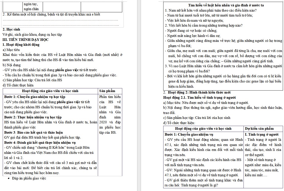 Giáo án Sinh học 9 KNTT Bài 47