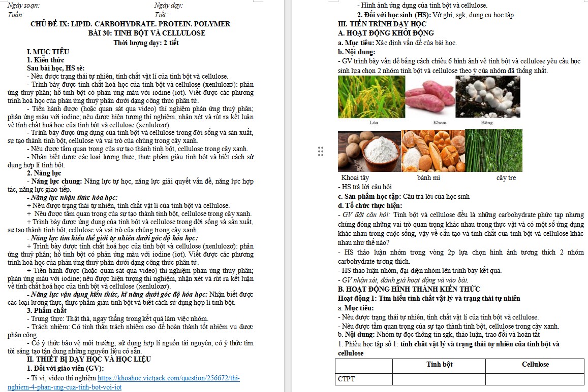 Giáo án Hóa học 9 Bài 30 Kết nối tri thức