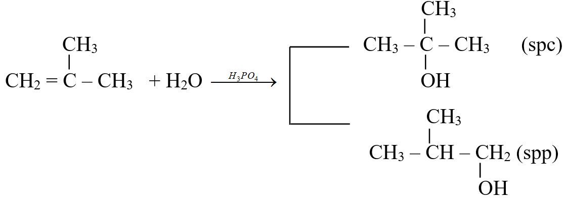 2-methylpropene tác dụng với nước