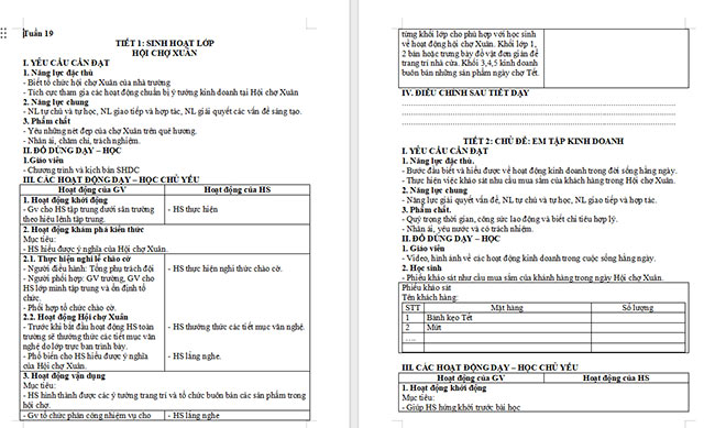 Giáo án Hoạt động trải nghiệm 5 Tuần 19