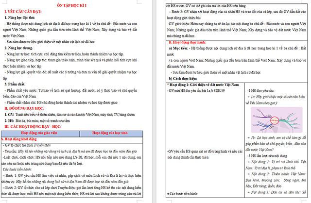 Giáo án Lịch sử - Địa lí 5 Ôn tập học kì 1