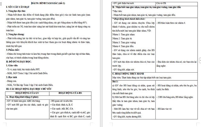 Giáo án Toán 5 Hình tam giác