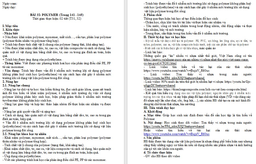 Giáo án Hóa học 9 KNTT Bài 32