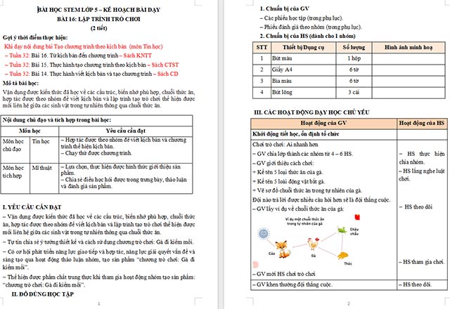 Giáo án STEM Lập trình trò chơi