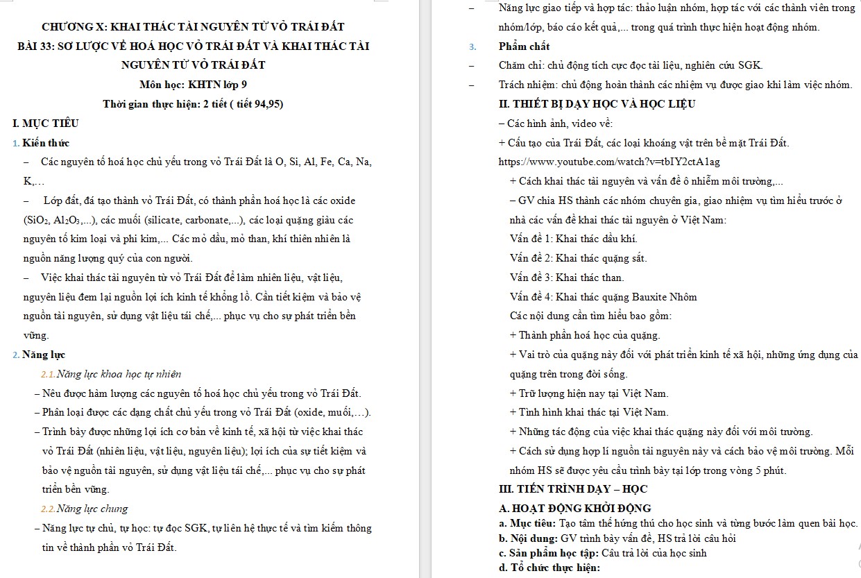 Giáo án Hóa học 9 KNTT Bài 33