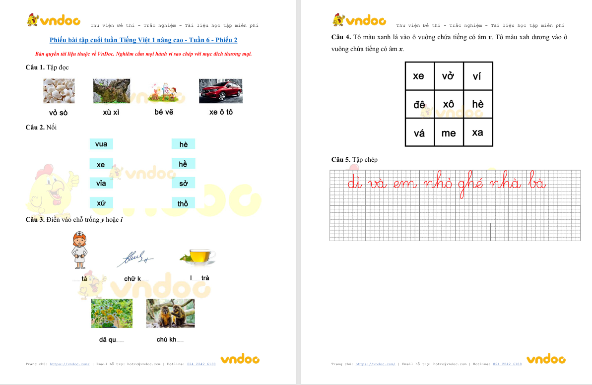 Phiếu bài tập cuối tuần Tiếng Việt lớp 1 KNTT