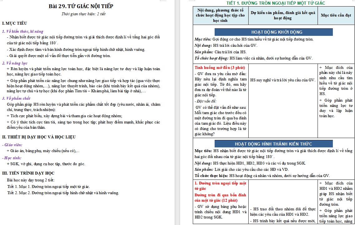 Giáo án Toán 9 KNTT Bài 29