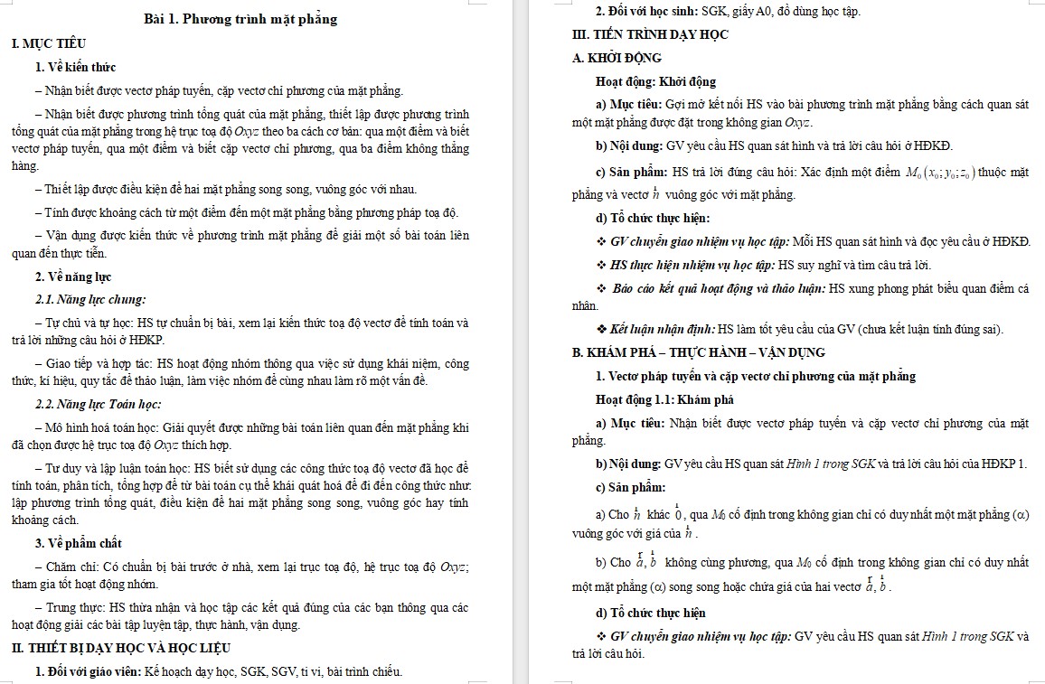 Giáo án Bài 1 Chương 5 Toán 12 Chân trời sáng tạo