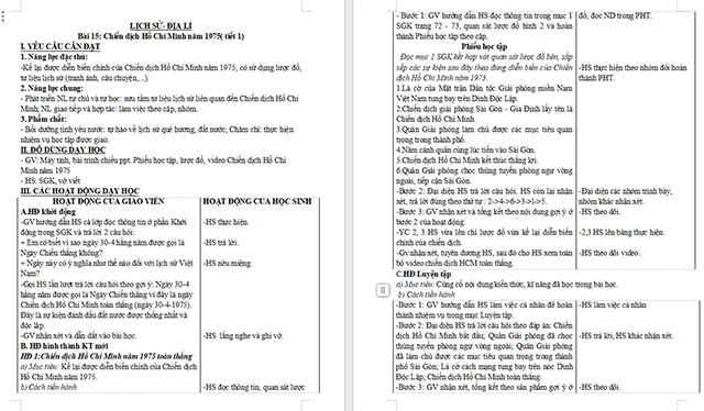 Giáo án Lịch sử - Địa lí 5 Chiến dịch Hồ Chí Minh năm 1975