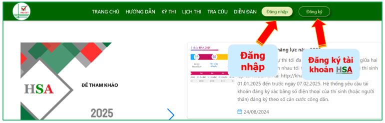 Hướng dẫn Đăng ký thi HSA 2025