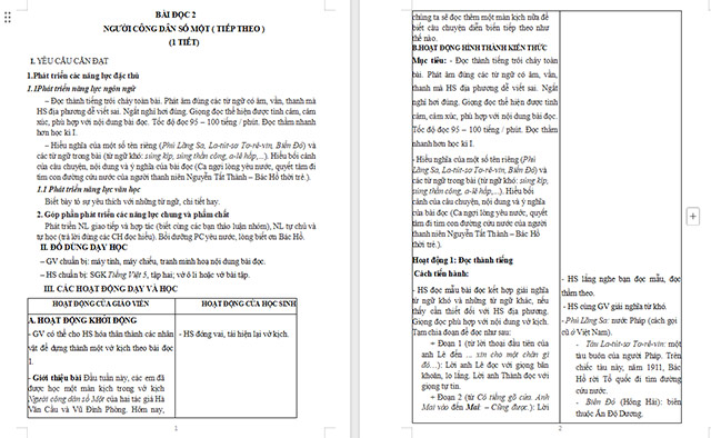 Giáo án Tiếng Việt 5 Người công dân số Một (tiếp theo)