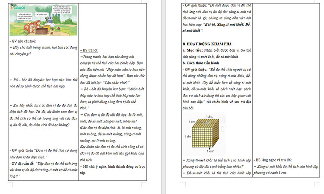 Giáo án Toán 5 Xăng-ti-mét khối, Đề-xi-mét khối