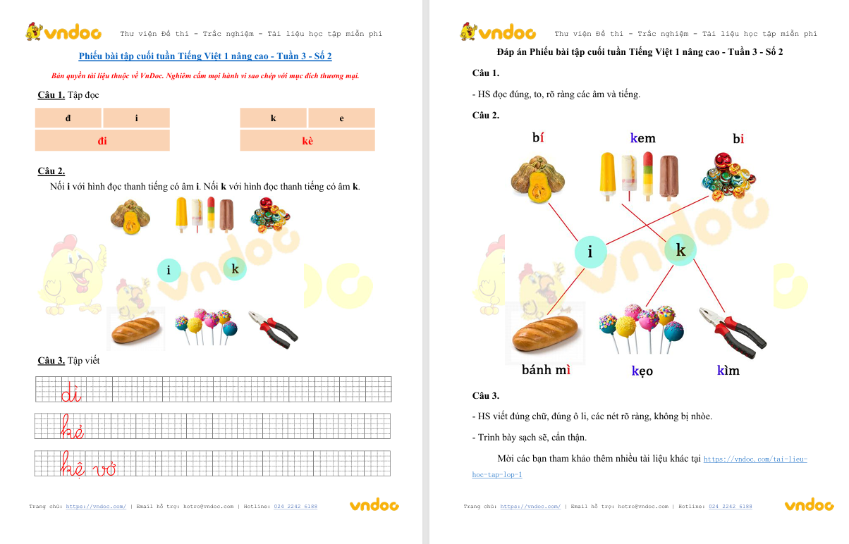 Bài tập cuối tuần lớp 1 môn Tiếng Việt sách Chân trời