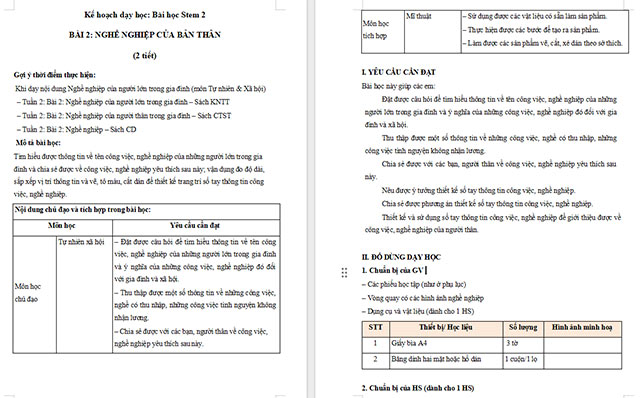 Giáo án STEM Làm sổ tay thông tin công việc, nghề nghiệp