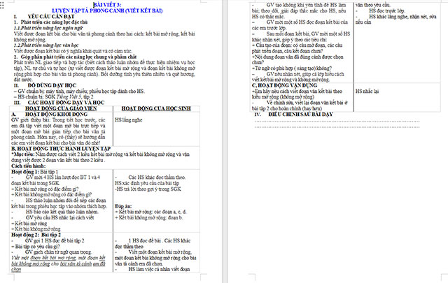 Giáo án Tiếng Việt 5 Luyện tập tả phong cảnh (Viết kết bài)